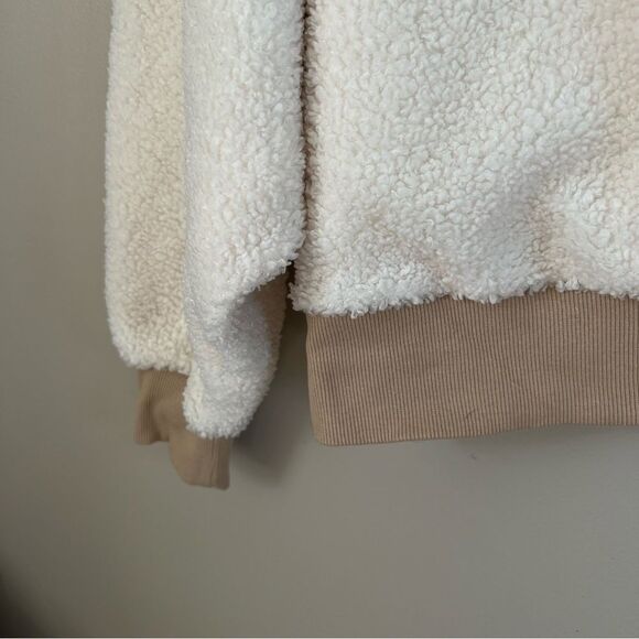 Fabletics Malia Polar Fleece Cream Mocha Tan Crew Crop Top Sweater Size 1X - Picture 11 of 16